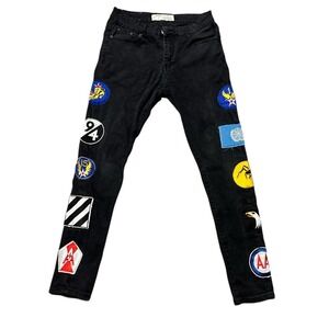 Off-White c/o Virgil Abloh Patchwork Skinny Jeans Black Men's Size 32 Fits 30